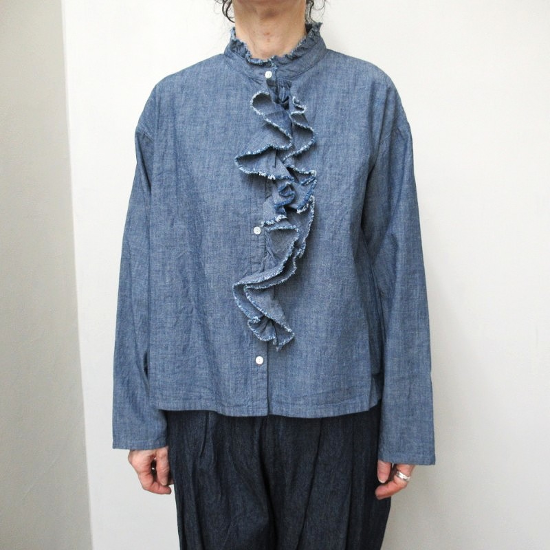 MidiUmi ダンガリーラッフルシャツ /INDIGO77 【日本製】